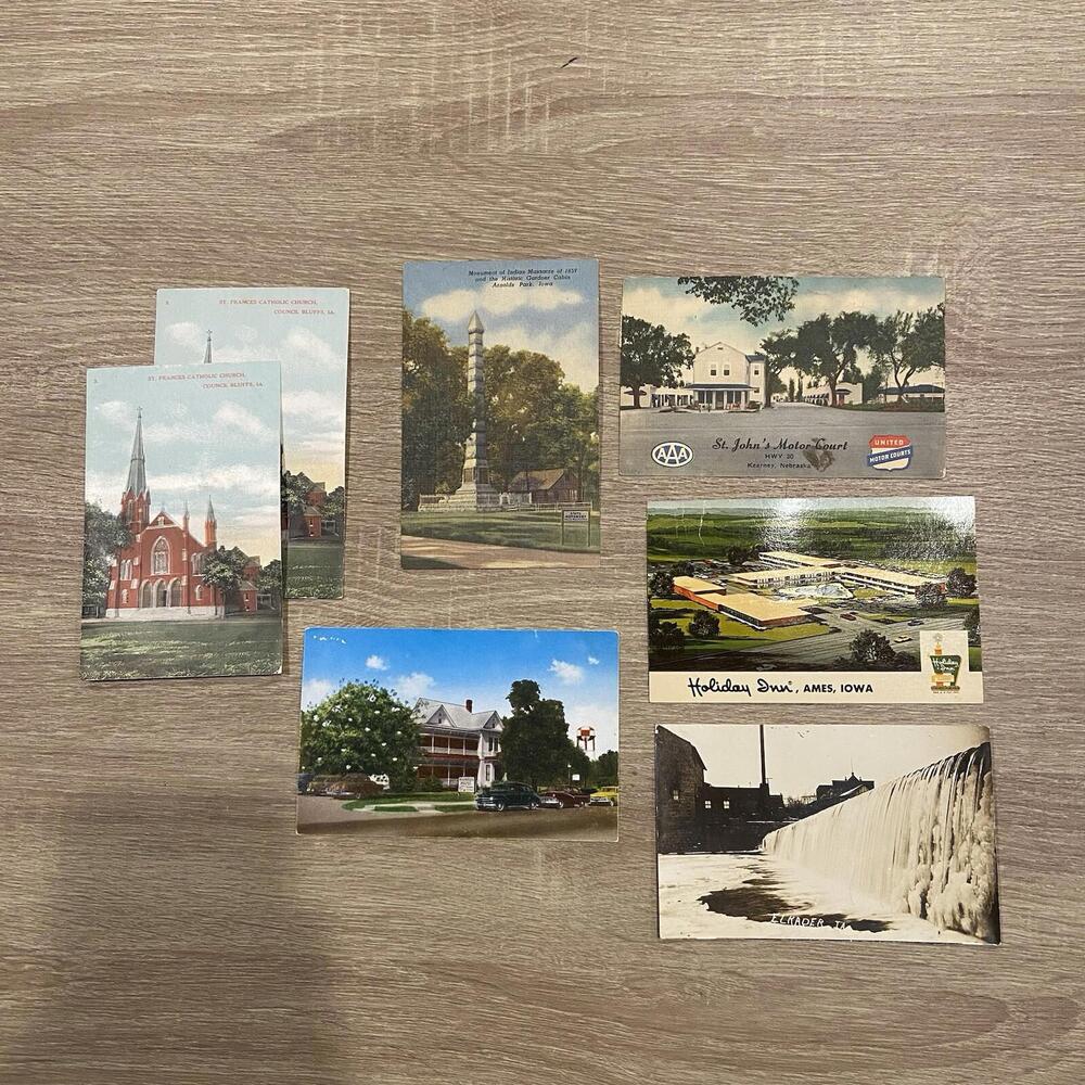 vintage lot of iowa postcards (7 count)